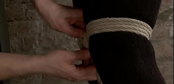  Bound slave in tights hard caned